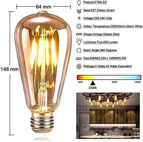 Vue 4 de Asanmu Ampoule Led Edison
