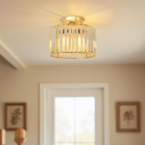 Vue 2 de Anwio Lustre Cristal Dore