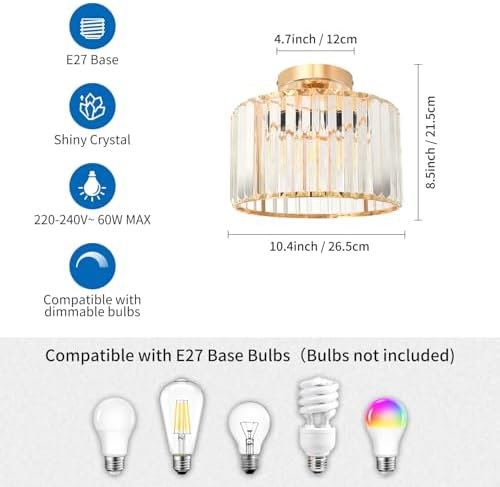 Vue 4 de Anwio Lustre Cristal Dore