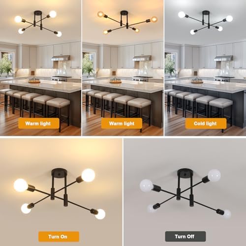 Vue 3 de Comely Lustre Plafonnier Industriel