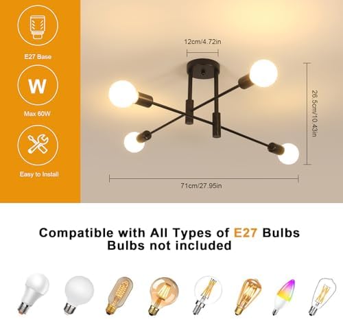 Vue 4 de Comely Lustre Plafonnier Industriel