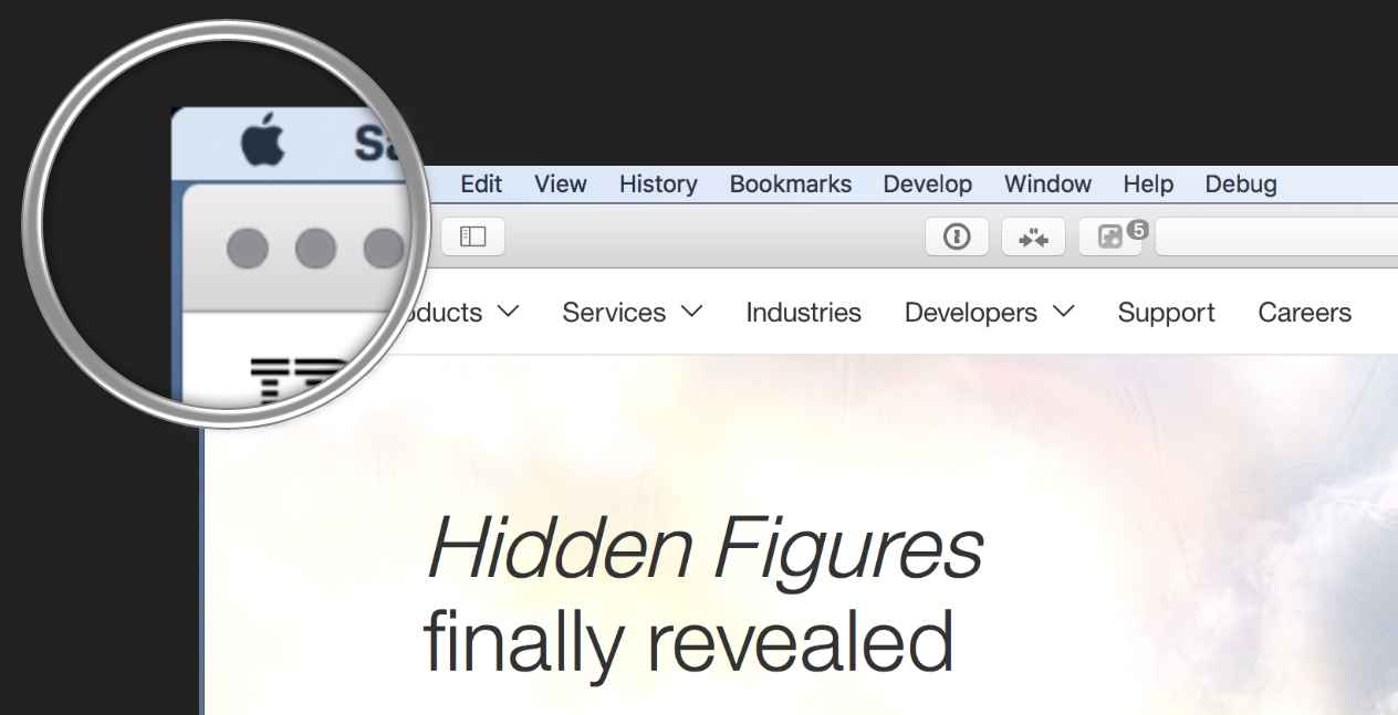 screen capture illustrating the gap on the macOS Dock edge when maximising a window
