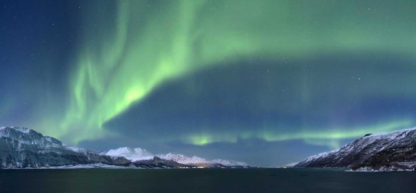 Aurora borealis above Lyngenfjorden