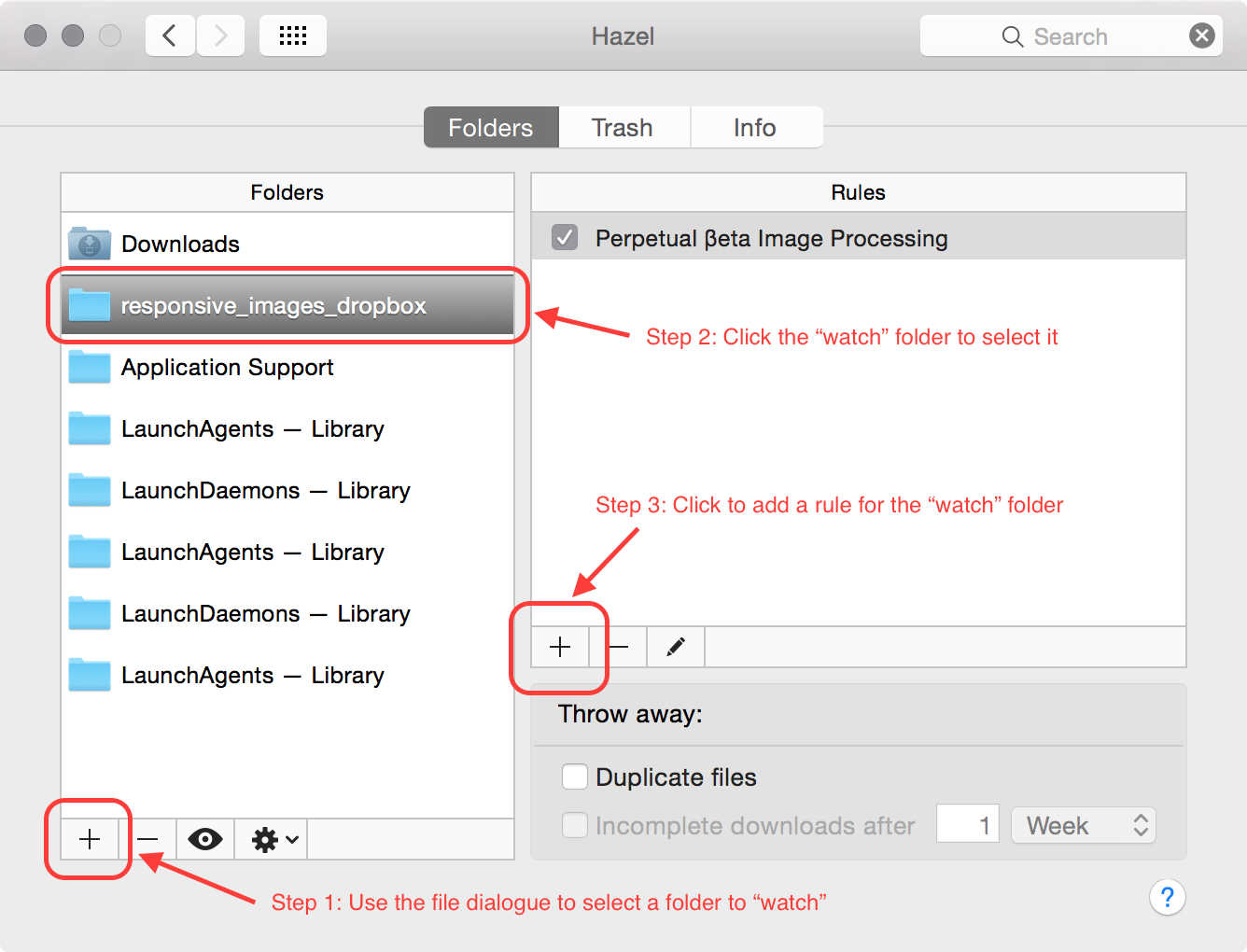 configuring 'Hazel' watch folder on OSX