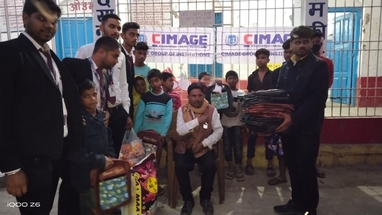 Children receiving new clothes