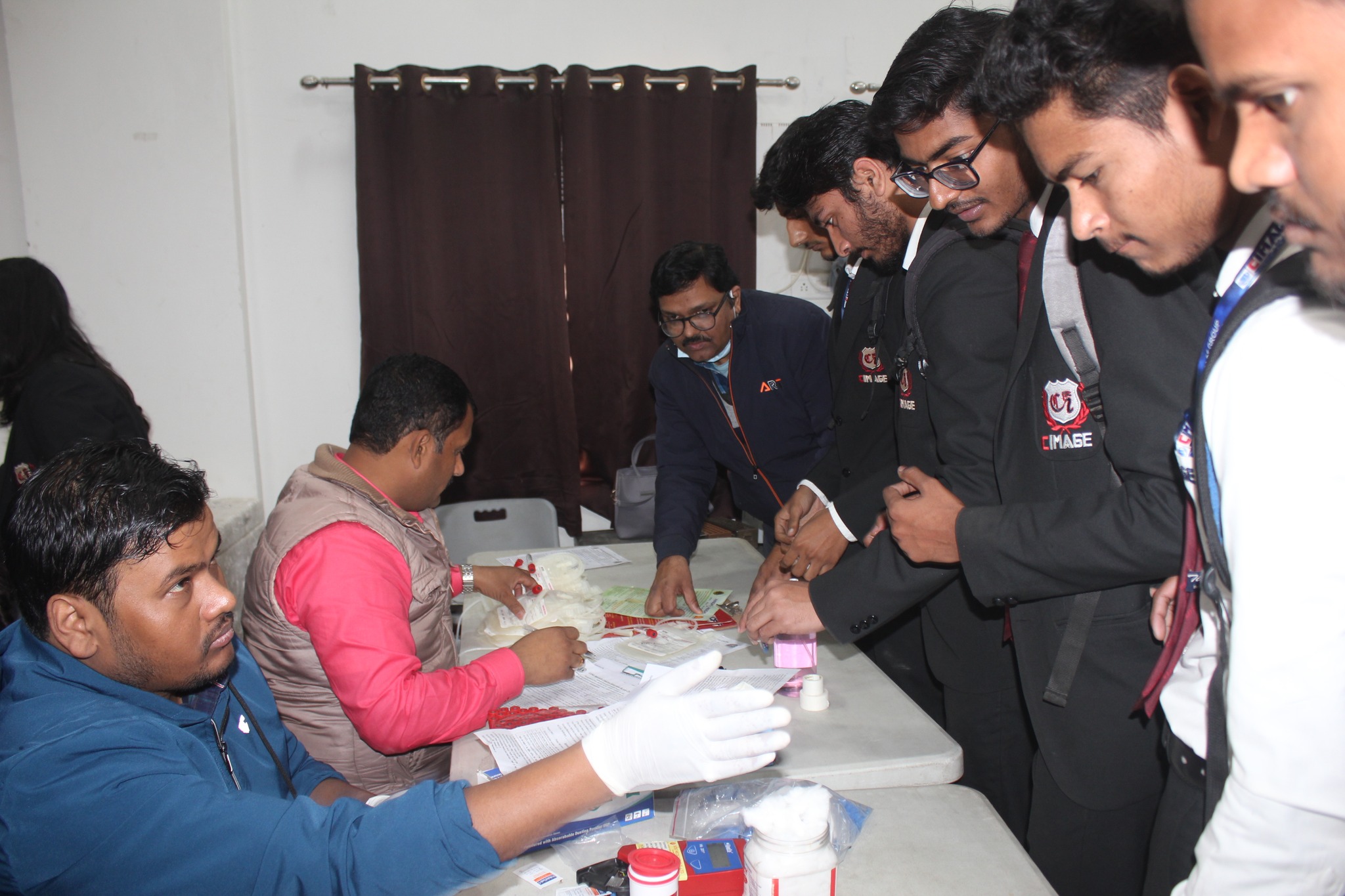 Students donating blood