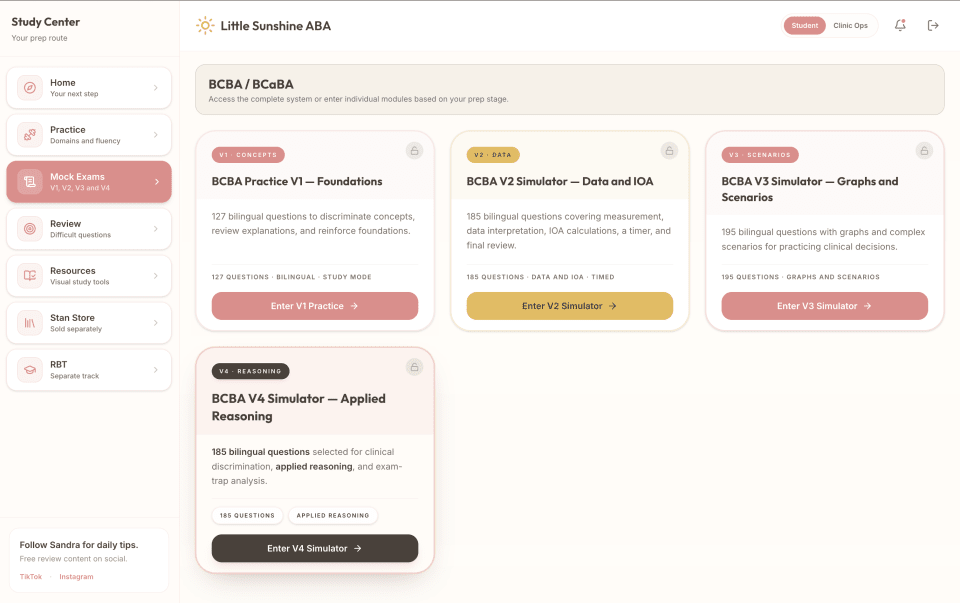 Little Sunshine ABA bilingual Mock Exams view