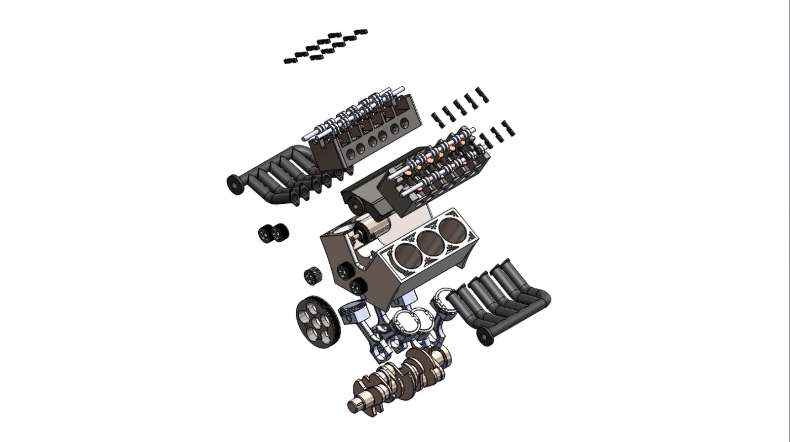 Exploded View of SOLIDWORKS V6 Engine