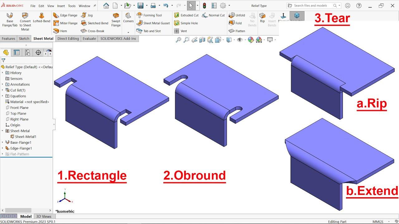 Sheet metal relief examples