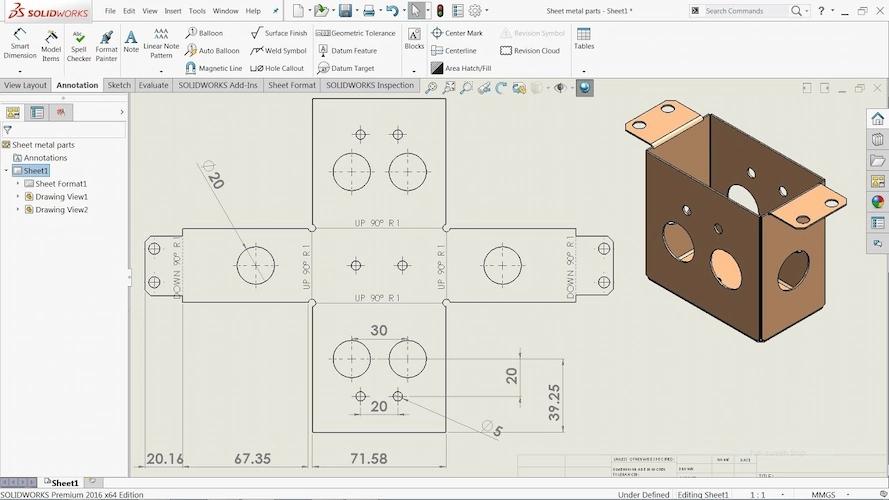 SOLIDWORKS flat pattern and drawing examples
