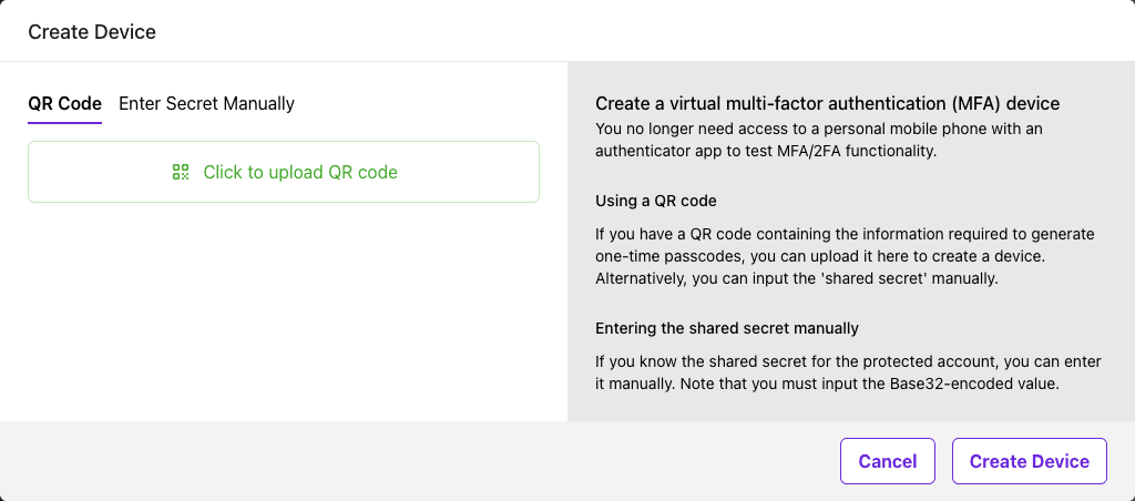 Authenticator setup with Mailosaur