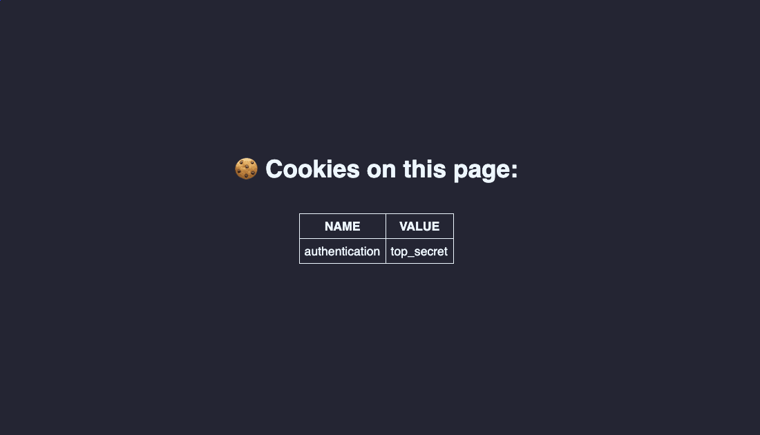 Cookies application we will be testing with Cypress