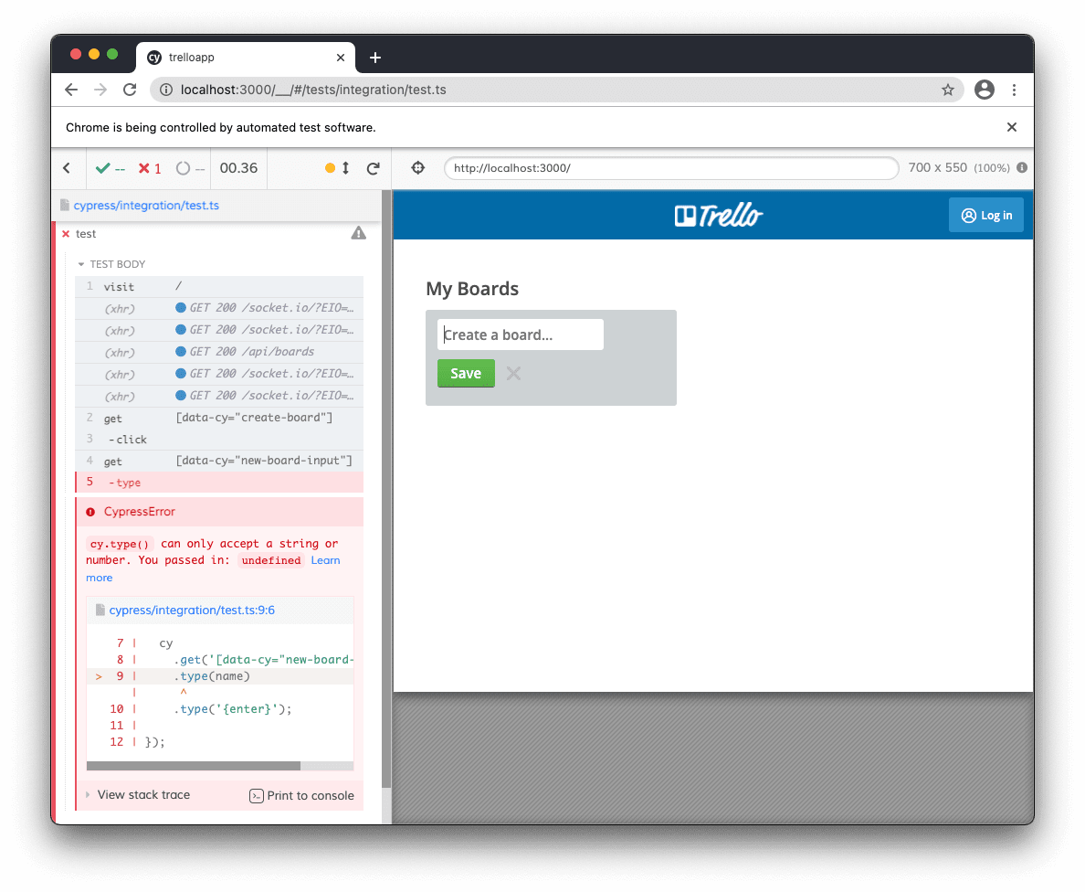 .type() accepts only a string or number