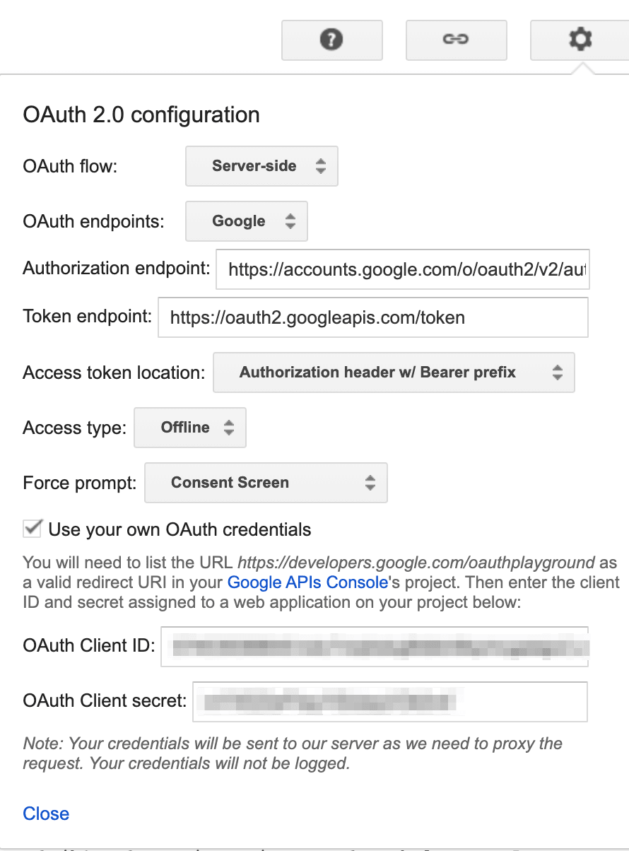 Google oauth configuration
