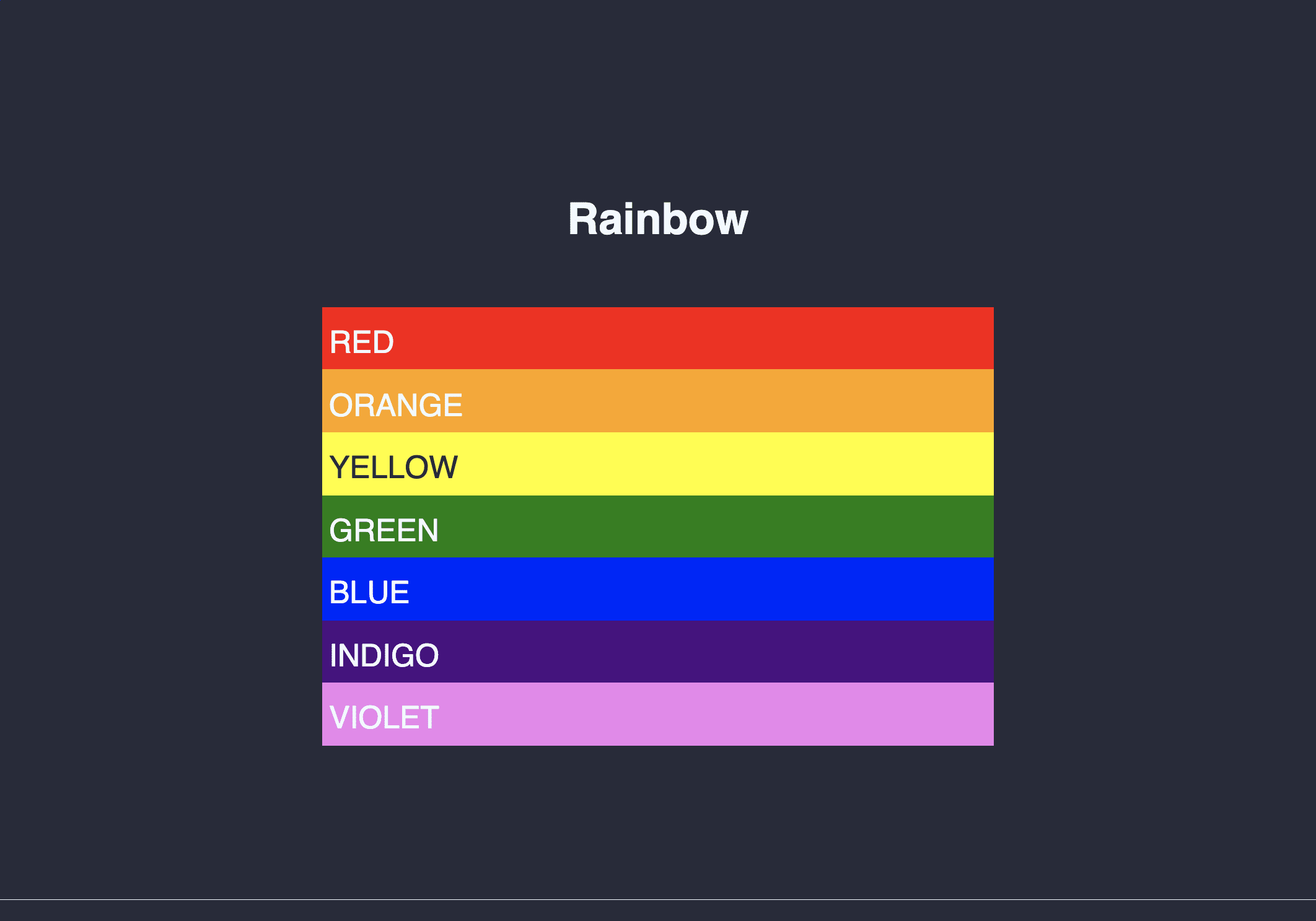Testing rainbow with Cypress commands