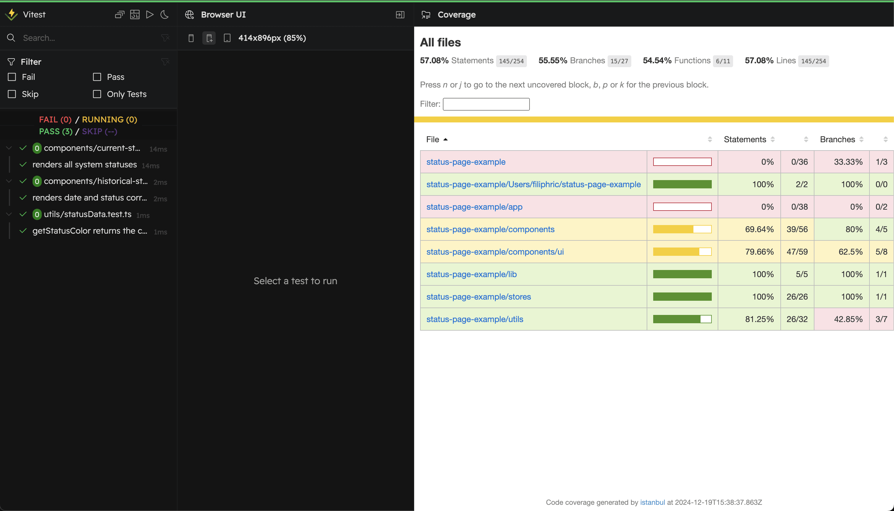 Vitest code coverage