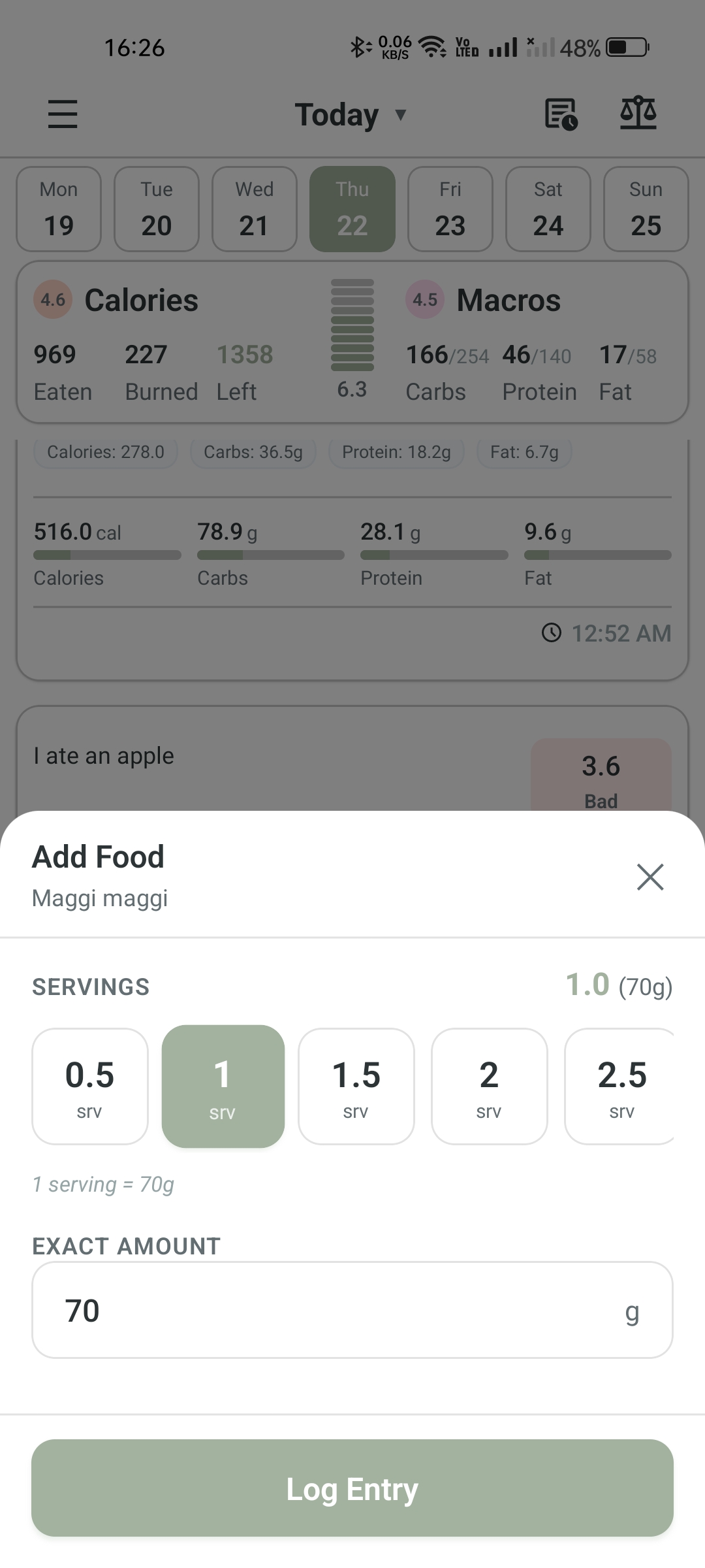 Scanned product result