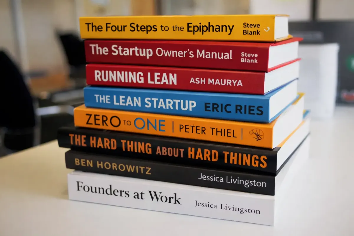 Books and startup learning concept