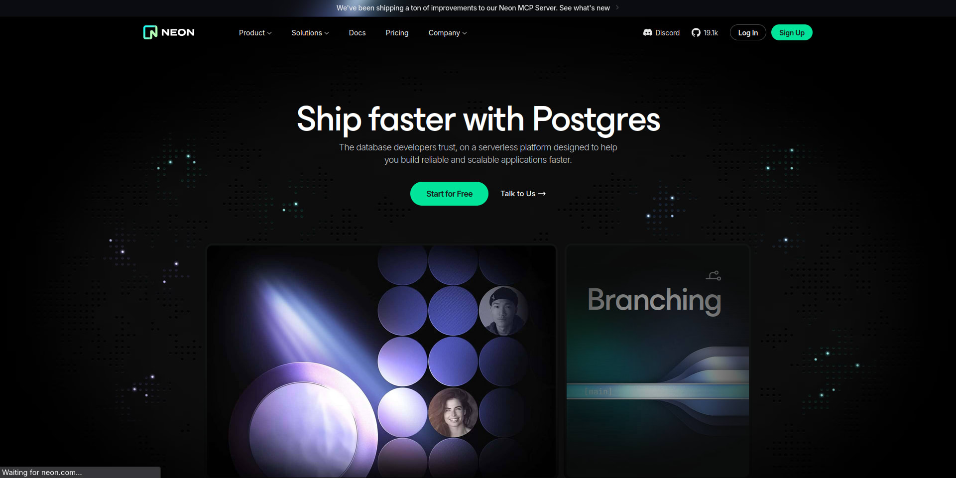 NeonDB homepage