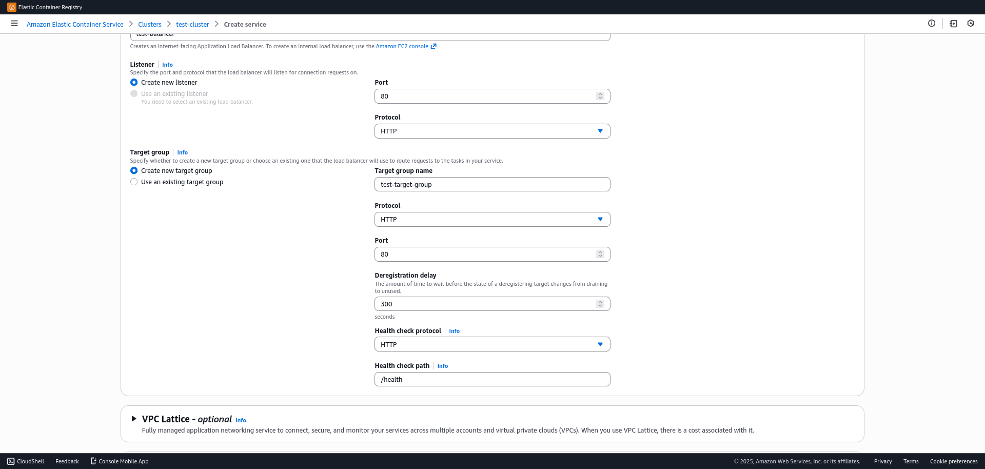 Configure the service target group in AWS ECS