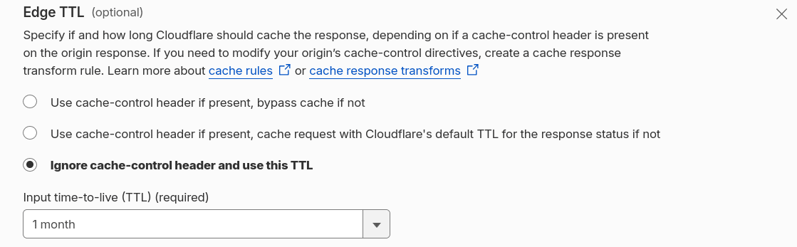 Setting the cache's Edge TTL in Cloudflare