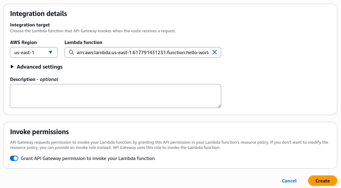 Integration Creation in an API Gateway