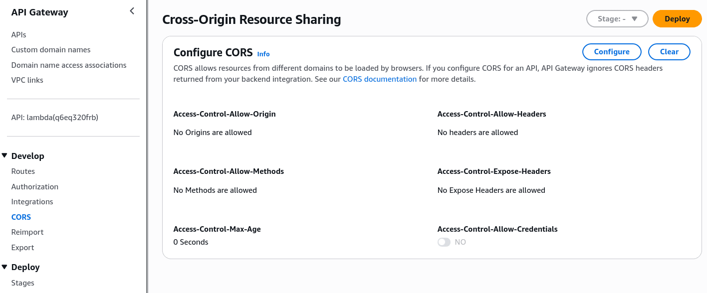 CORS in API Gateway