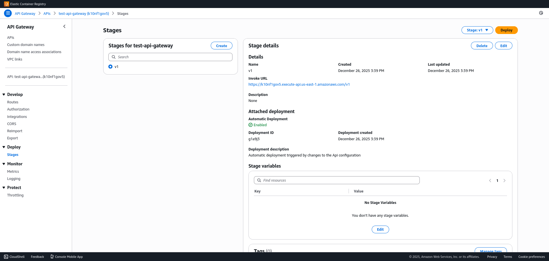 API Gateway Stages AWS