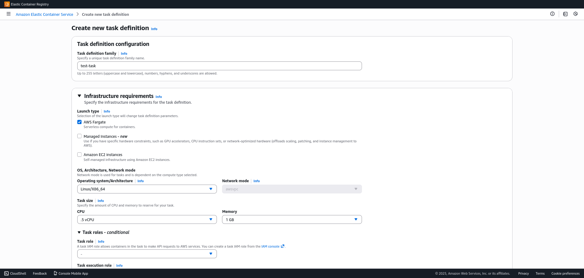 Crear Task en ECS de AWS