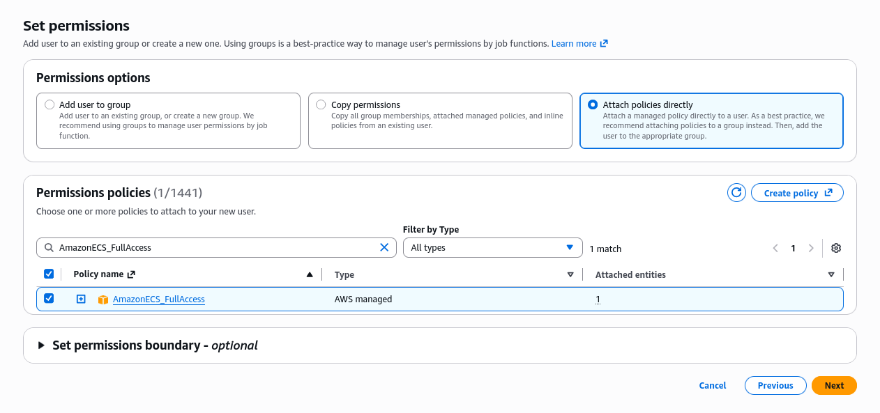 Permissions configuration (IAM)