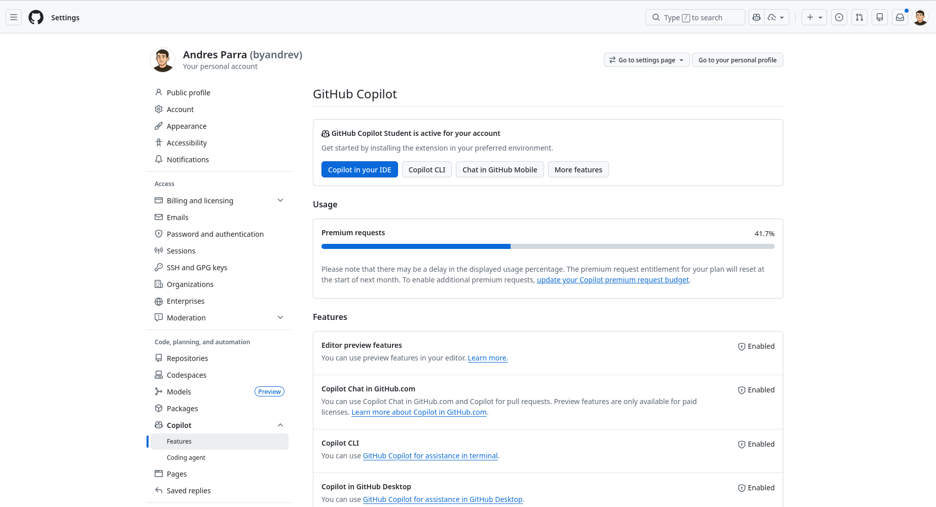 Token usage in GitHub Copilot Pro