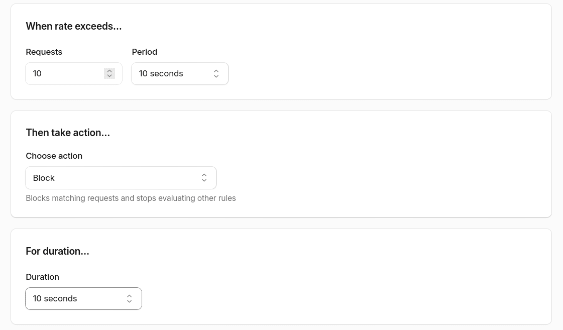 Selecting the number of requests and time period for Cloudflare's Rate Limiter