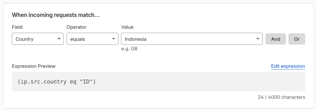 Requests match configuration