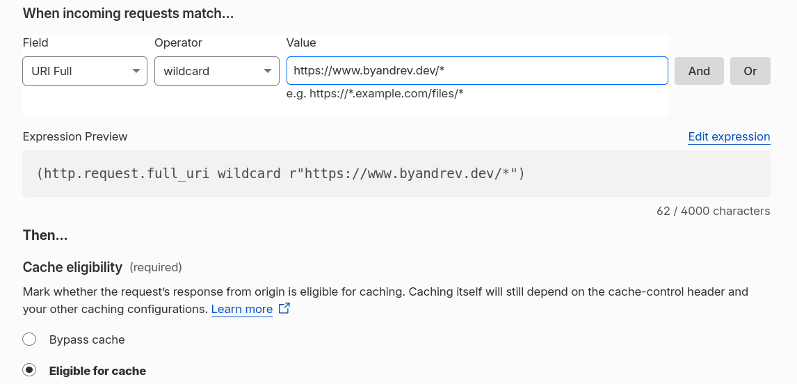 Cache eligibility on Cloudflare