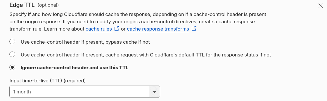 Setting the cache's Edge TTL in Cloudflare