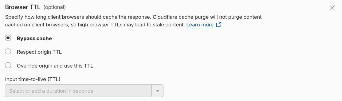 Configuration Browser TTL Cloudflare