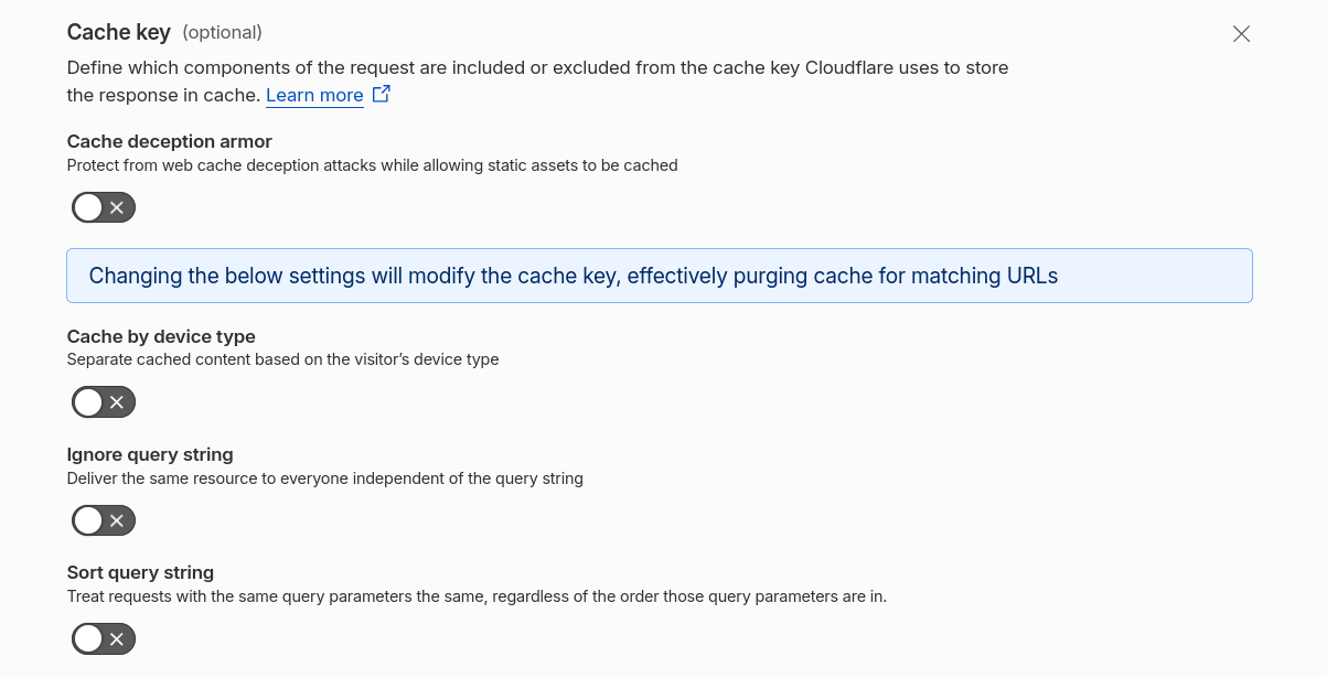 Configuration Cache Key Cloudflare