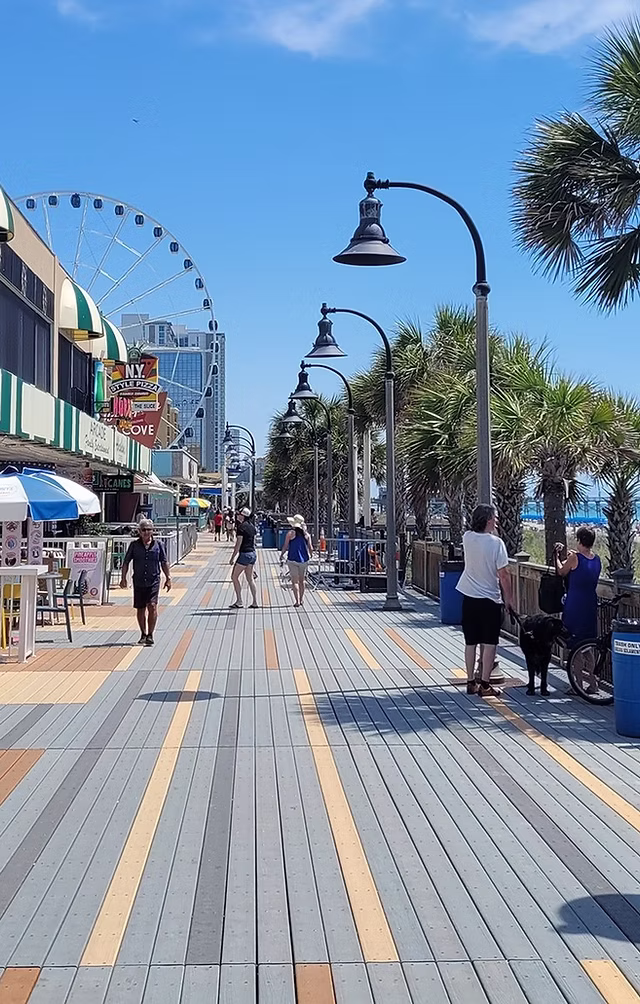 Myrtle Beach Boardwalk near the oceanfront in Myrtle Beach South Carolina