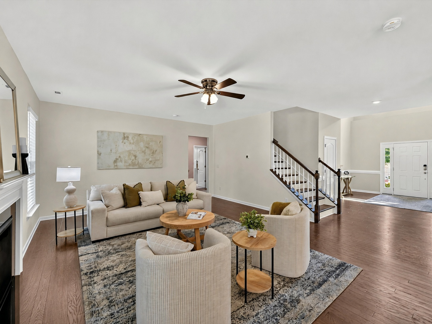 Family room after neutral paint and professional home staging
