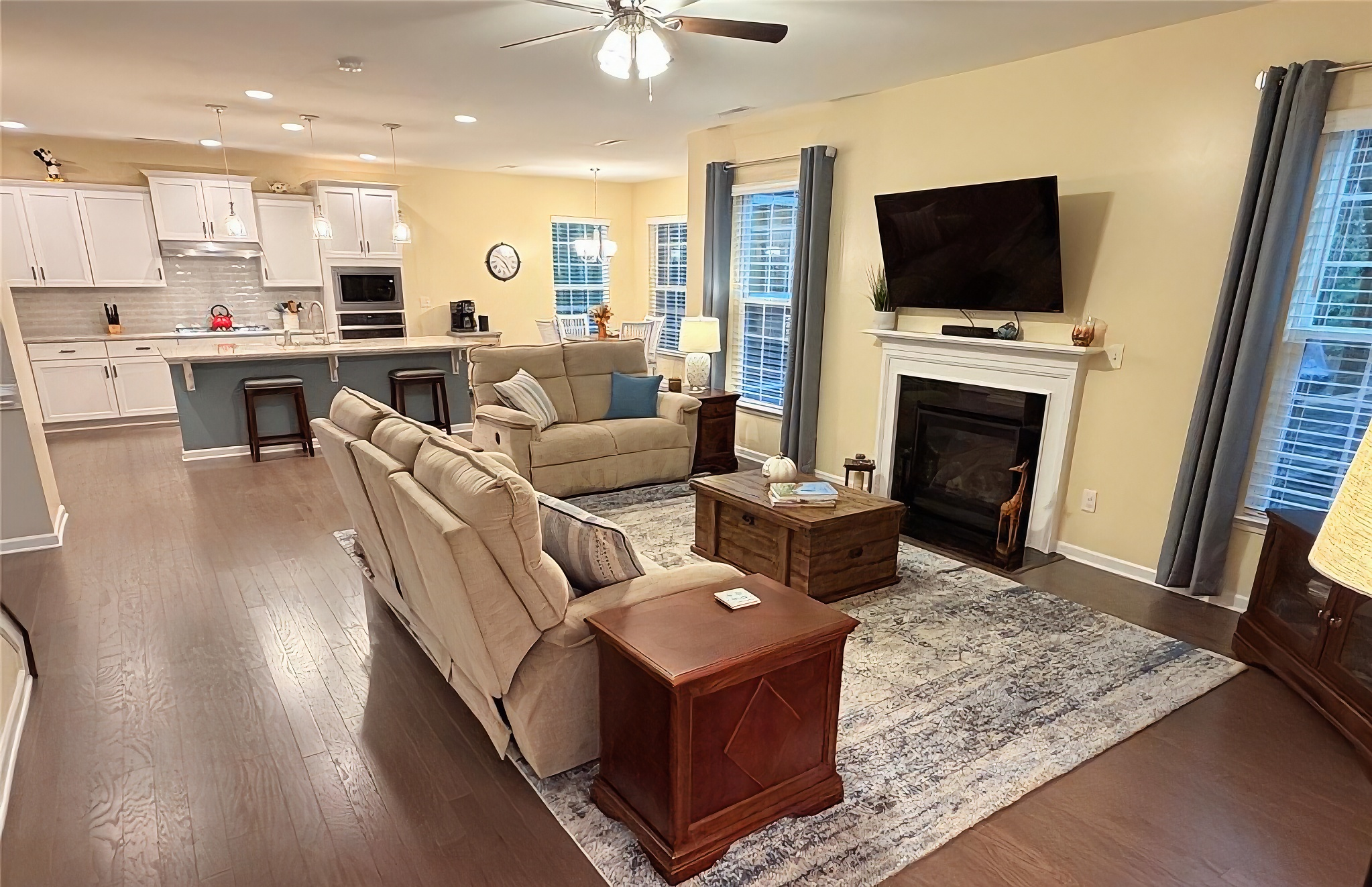 Family room before neutral paint and professional staging