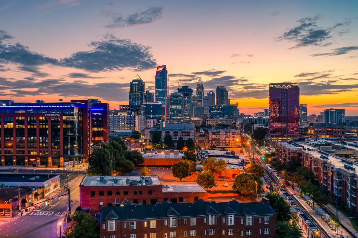 Charlotte neighborhood and city streetscape