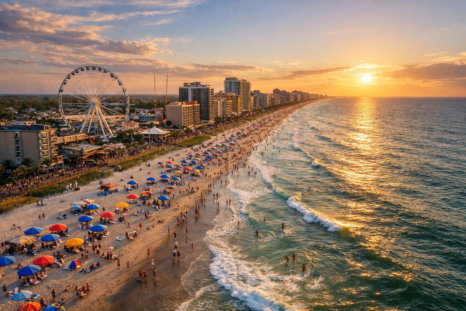Homes and coastline in the Myrtle Beach area
