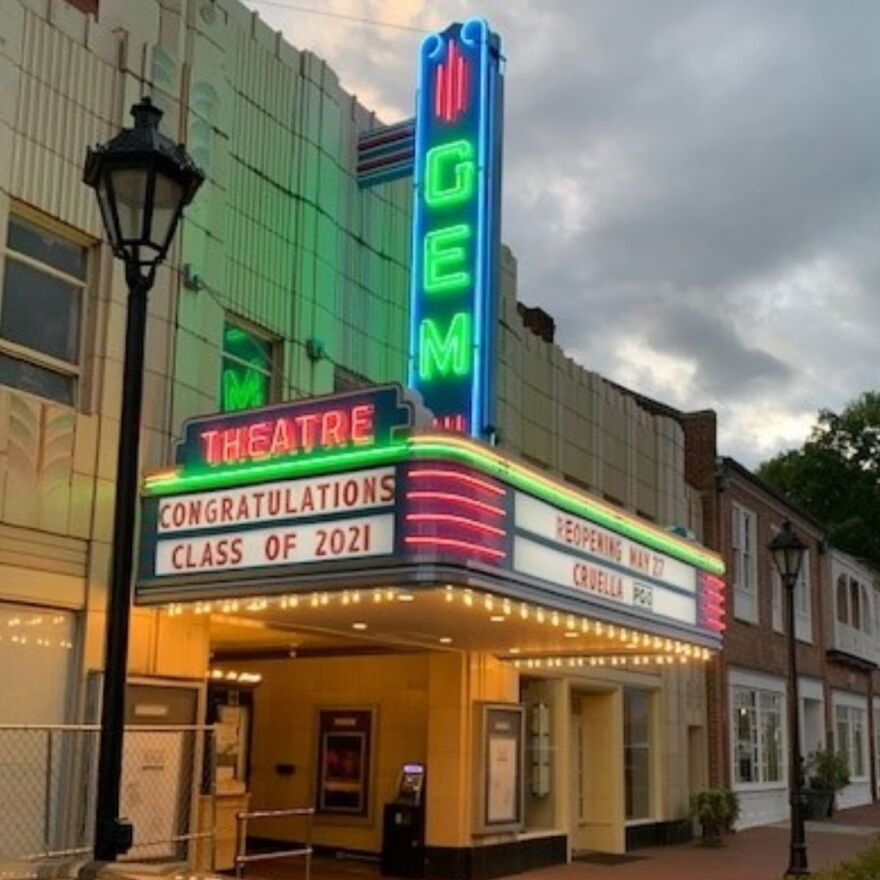 Historic Gem Theatre in downtown Kannapolis, North Carolina