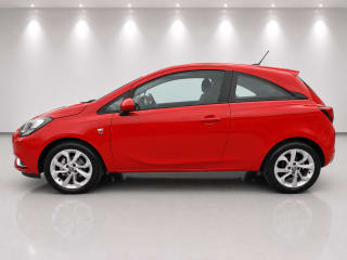 Side profile of the Vauxhall Corsa SRI ECOFLEX, red finish