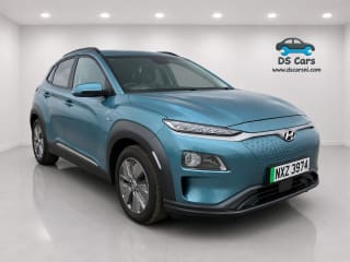 Front view of the used Hyundai KONA EV in Ceramic Blue