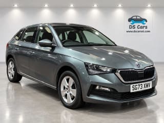 Graphite Grey Skoda Scala 1.0 TSI SE exterior view