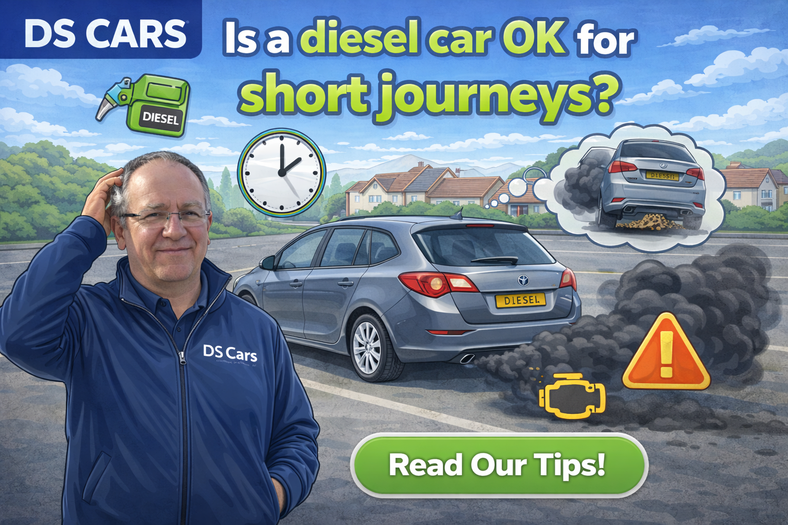 What happens to diesel engines with frequent short drives?