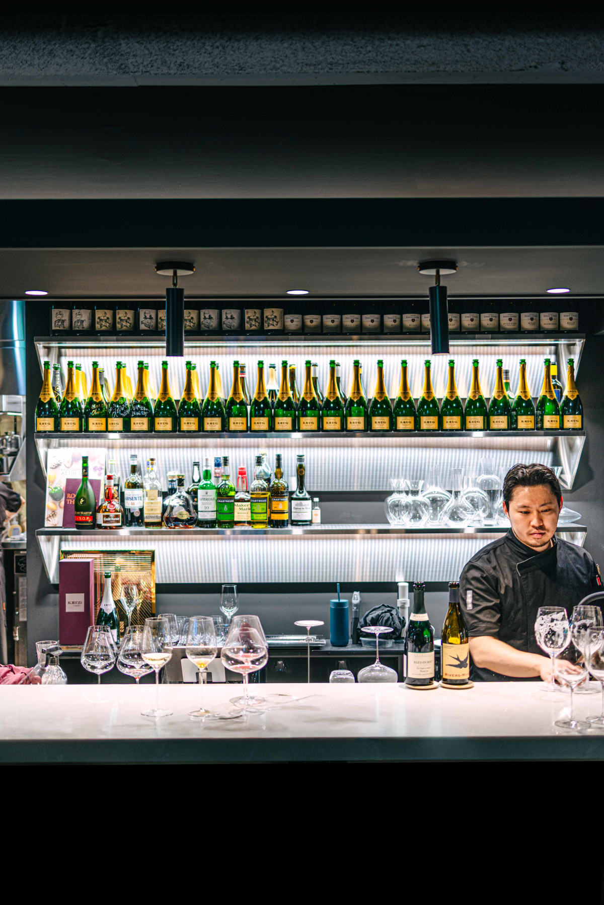 Bistronomy Notre, Seoul: Krug lined up along the back bar