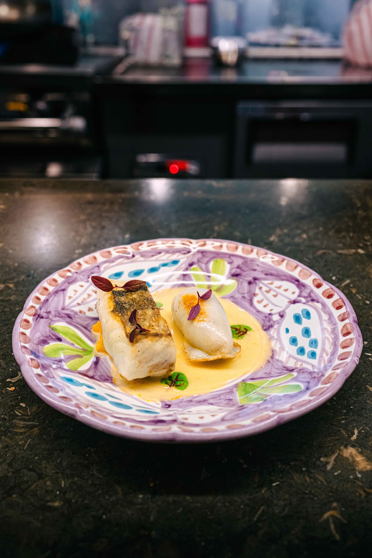 Via Toledo, Seoul: the sea bass with stuffed squid, orange and fennel
