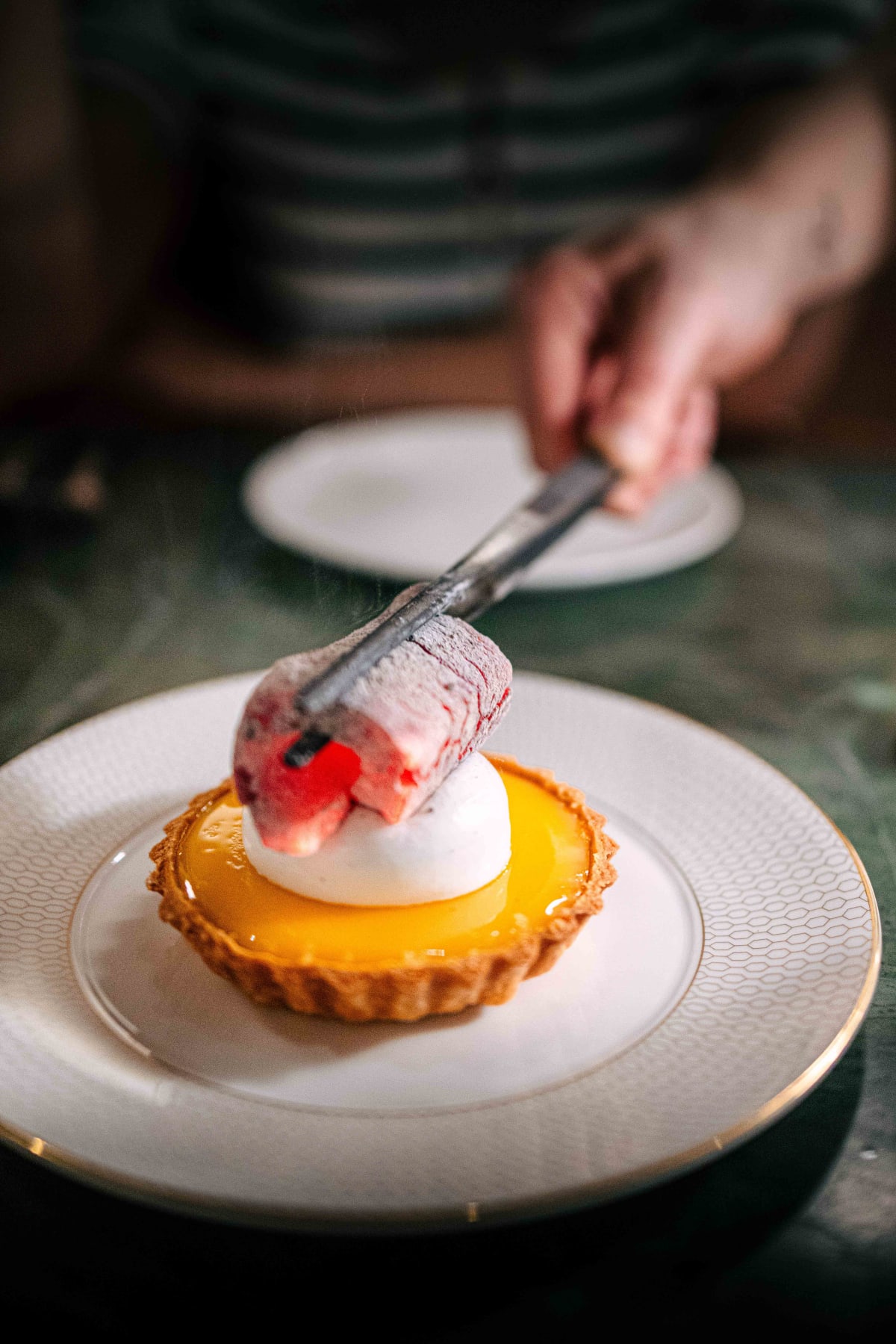 Saint Peter, Sydney: the meringue charred with hot charcoal